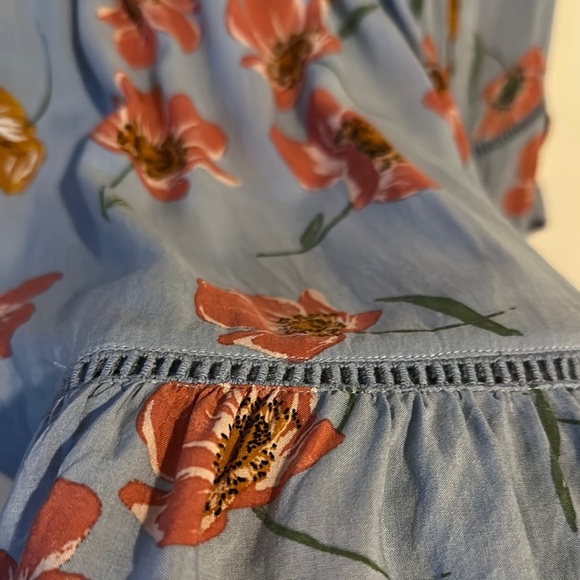 FEVER | Floral Belled Sleeve Blue Top Blouse - Picture 4 of 8